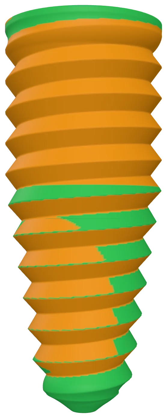 Ein Teil der Oberfläche grün markiert, der Rest orange